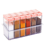 0122 Plastic Spice Jars (6 pcs, 14x22x8cm, Multicolour)