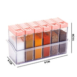 0122 Plastic Spice Jars (6 pcs, 14x22x8cm, Multicolour)