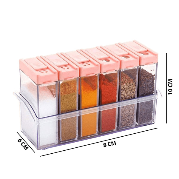 0122 Plastic Spice Jars (6 pcs, 14x22x8cm, Multicolour)