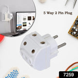 7259 5-Way 2 Pin Multi-Plug Socket / Converter (1 Pc)