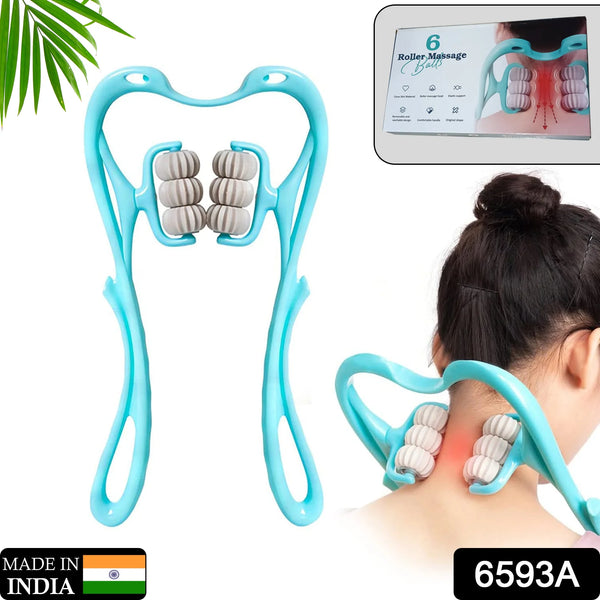 6593A 6 Wheel Dual Pressure Point Cervical Neck Massager WOMEN (1PC)