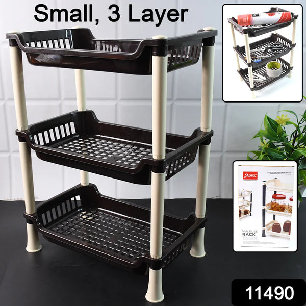 11490 Apex Small Multiuse Plastic Storage Rack Organizer 3-Tier
