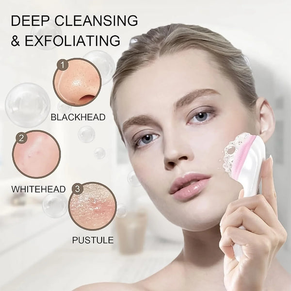 13782 Silicone Face Scrubber Exfoliating Brush, Manual Handheld Facial Cleansing Brush (1 Pc)