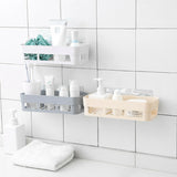 4029A 2PCS PLASTIC SHOWER CORNER CADDY BASKET SHELF RACK WITH STICKER