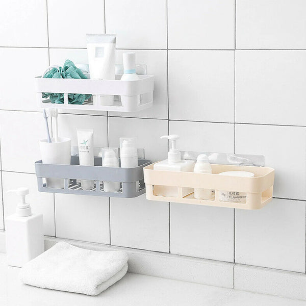 4029A 2PCS PLASTIC SHOWER CORNER CADDY BASKET SHELF RACK WITH STICKER