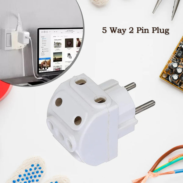 7259 5-Way 2 Pin Multi-Plug Socket / Converter (1 Pc)