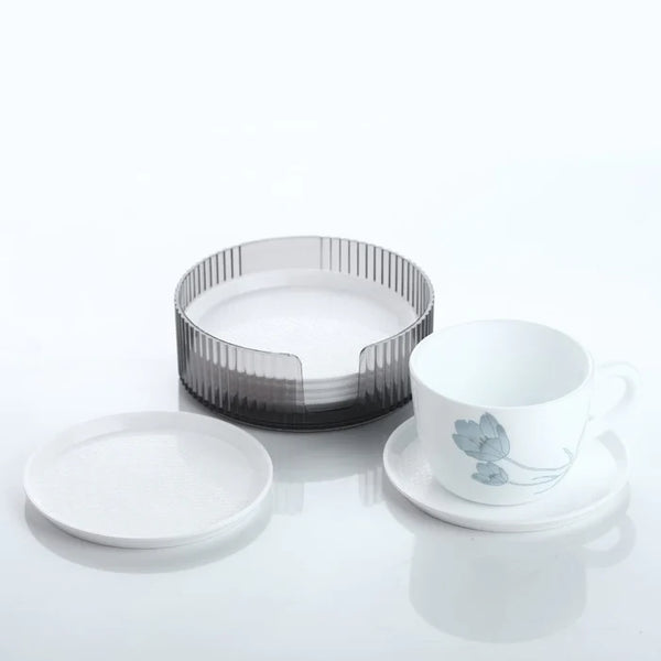5513 COASTERS SET OF 6 PLASTIC COASTERS SPILL PROTECTION FOR TABLE DESK COFFEE CUP TEA CUP MUG