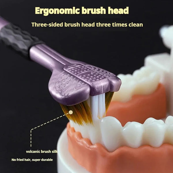 13574 3 Sided Toothbrush, Soft Bristle Toothbrush (2 Pc Set) by DeoDap
