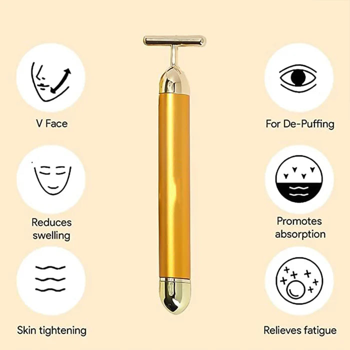 vibromasseur baby rabbit gold Multi-function Beauty Care Device 24k Facial Massage Stick Roller 3D Golden  Energy Bar Vibrating Massager for Beauty Tool