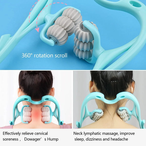 6593A 6 Wheel Dual Pressure Point Cervical Neck Massager WOMEN (1PC)