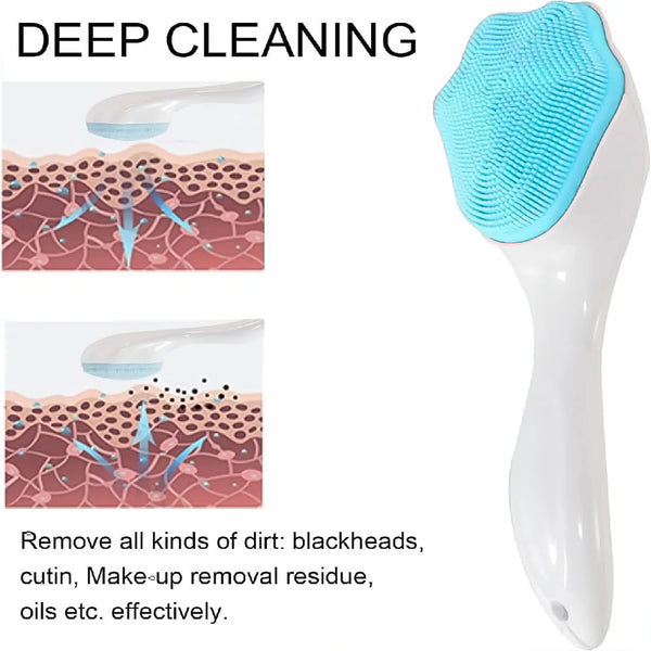 13782 Silicone Face Scrubber Exfoliating Brush, Manual Handheld Facial Cleansing Brush (1 Pc)