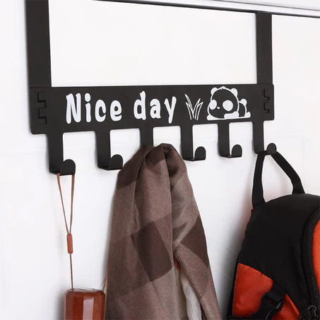8536 HEAVY-DUTY CARBON STEEL CARTOON NICE DAY OVER DOOR HOOK HANGER RACK, TOWEL HANGER, REMOVABLE DOOR HOOK, COAT, SCARF, CLOTHS HANGER (1 PC / 6 HOOK)