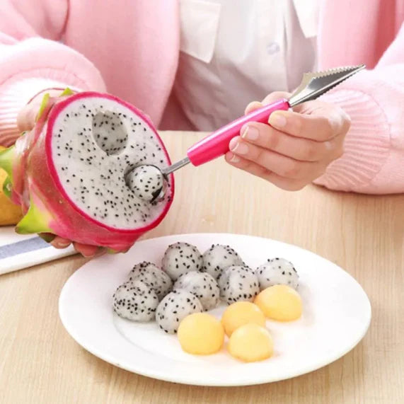 7031 MULTIFUNCTIONAL STAINLESS STEEL FRUIT, VEGETABLE PATTERN CARVING KNIFE PEELER CORER SPHERICAL DIG BALL SCOOP, GARNISHING DIG BALL SPOON KIT.