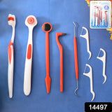 14497 Ergonomically designed anti-slip handles Durable plastic and stainless steel tools Helps remove plaque, tartar, and food particles Ideal for use between dentist visits Travel-friendly and hygienically packaged