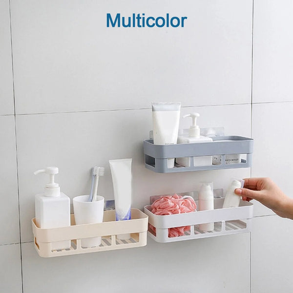 4029A 2PCS PLASTIC SHOWER CORNER CADDY BASKET SHELF RACK WITH STICKER