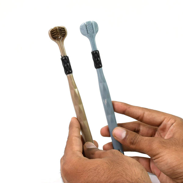 13574 3 Sided Toothbrush, Soft Bristle Toothbrush (2 Pc Set) by DeoDap