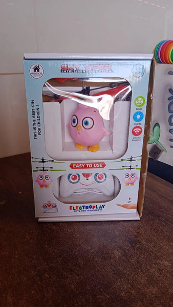 4394 Electroplay Flying Bird RC Toy with LED & Remote Control – Pink Owl Design (1 Set)