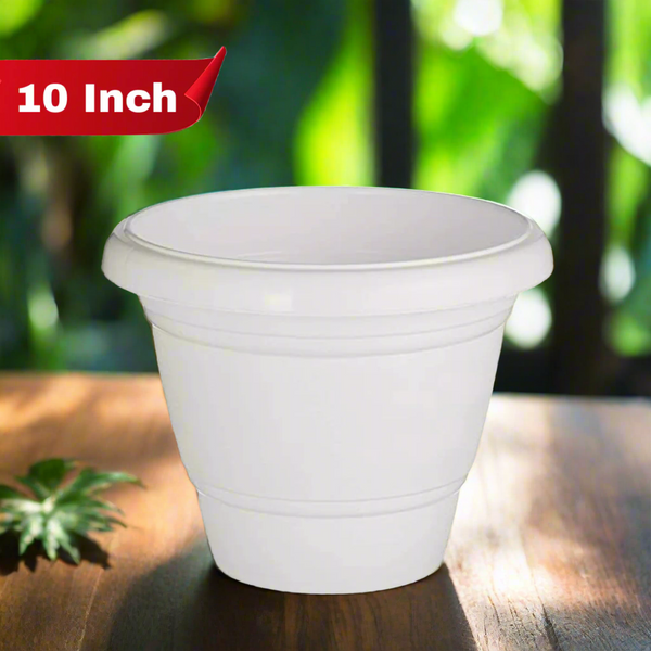 AM5615 Alpha Delux Premium Plastic Planter Round Pot (10 Inch) - Plant Pot Set for Home Garden and Nursery