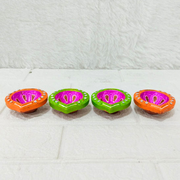 Di0382 Handmade Decorative Diwali Diyas Set of 4 – Multi-Design