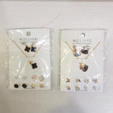 AM5773 Gold-Plated Jewellery - Set Of 5 Earrings pair ,Chain Pendant Necklace for Women & Girls