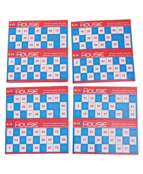 AM0412 Orginal Housie Game Board ,24 Reusable housie and 90 number tiles