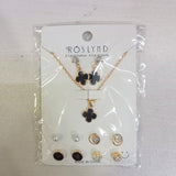 AM5773 Gold-Plated Jewellery - Set Of 5 Earrings pair ,Chain Pendant Necklace for Women & Girls