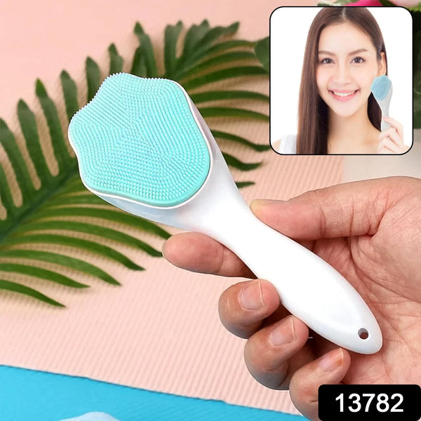 13782 Silicone Face Scrubber Exfoliating Brush, Manual Handheld Facial Cleansing Brush (1 Pc)