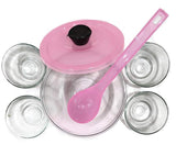 AM0314 Dine King Set 7 Pieces Glass Pudding Set (1 Big Bowl, 4 Small Bowls, 1 Medium Serving Spoon)