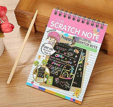 4609 Rainbow Scratch Notebook with Magical Vibgyor Color with Pencil Stick Notepad (Pack of 1)