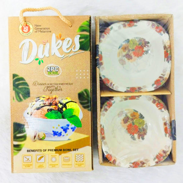 Di0316 Dukes 2-Piece Melamine Bowl Set with Floral Print