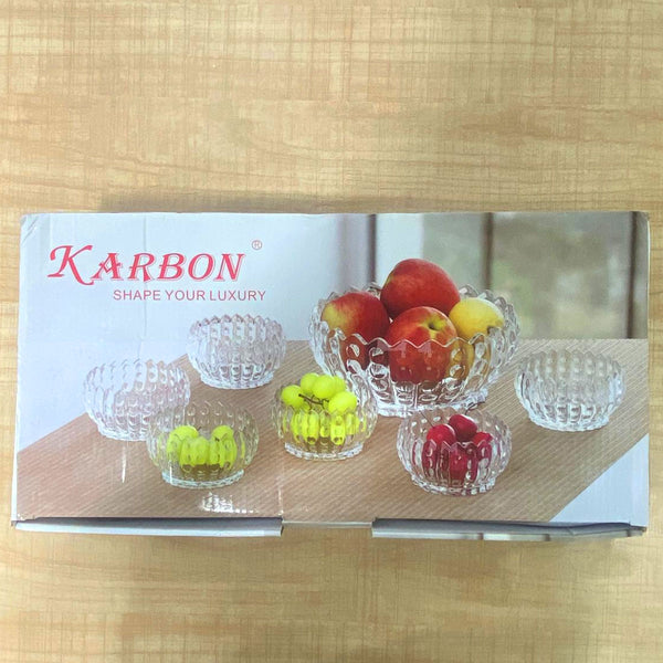 AM5983 Crystal Glass Serving Bowl (Multidesign)- Set of 1 Large & 6 Small Bowl-- KRPS041-L7 & KRPS021-L7 & KRPS031-L7)
