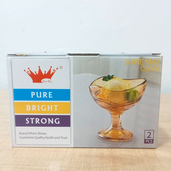 AM5996 Elegant Glass Ice Cream & Dessert Bowl 2 Pcs (SMIC-632-L2G & SMIC-632-L2B)