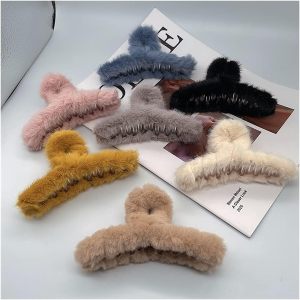 AM1076 Fluffy Fur Hair Clip 1Pcs (multicolor)