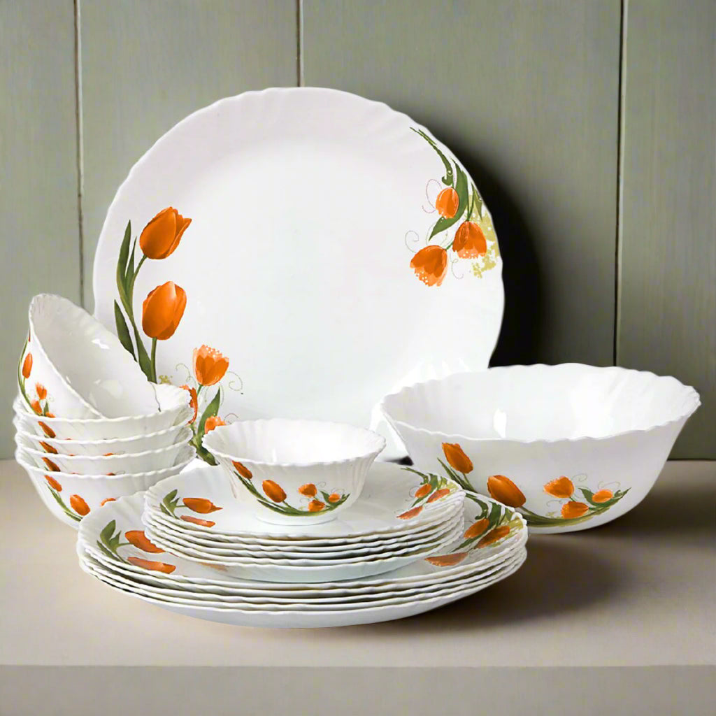 AM5754 Cello Opalware Imperial Collection Dinner Set, 19 Pieces