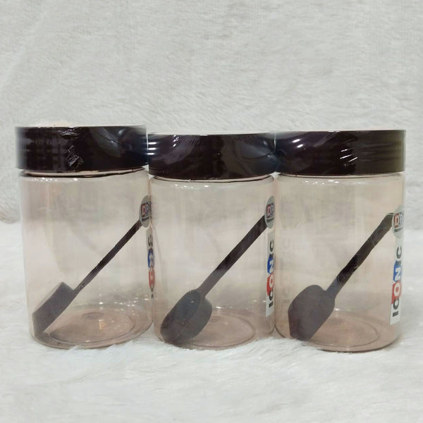 AM6262 Iconic Storage Jar with Spoon 500ml 3pcs – Transparent Container