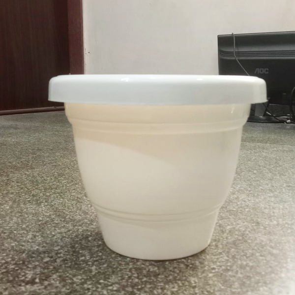 AM5614 Alpha Delux Premium Plastic Planter Round Pot (8 Inch) - Plant Pot Set for Home Garden and Nursery