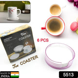 5513 COASTERS SET OF 6 PLASTIC COASTERS SPILL PROTECTION FOR TABLE DESK COFFEE CUP TEA CUP MUG