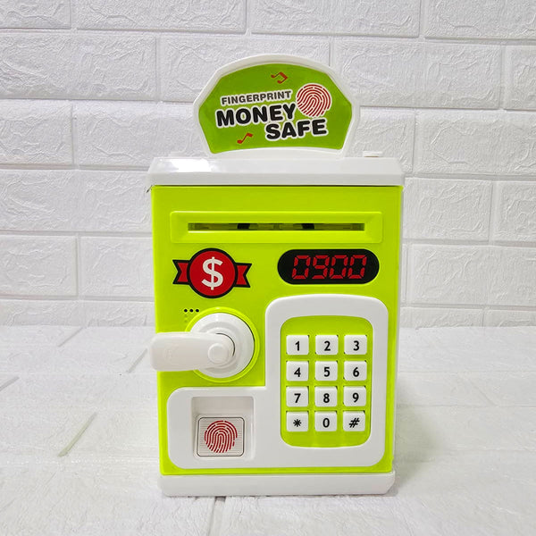 AM6018 Mini ATM Piggy Bank With Fingerprint Sensor - Musical Money Safe for Kids, Cash and Coin Savings