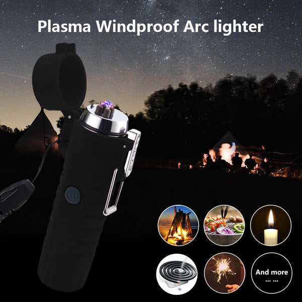 AM5243 Plasma Electric Lighter Rechargeable, Waterproof Lighter Plasma Lighter with Flashlight 360°Flexible Long Neck ARC Lighter Flameless for Camping Hiking