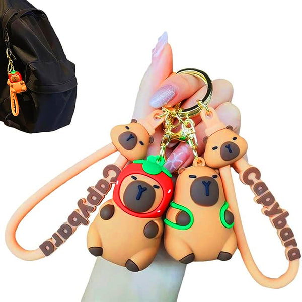 AM5892 3D MultiDesign Silicone Cartoon Animal 2 Keychains with 2 Hooks