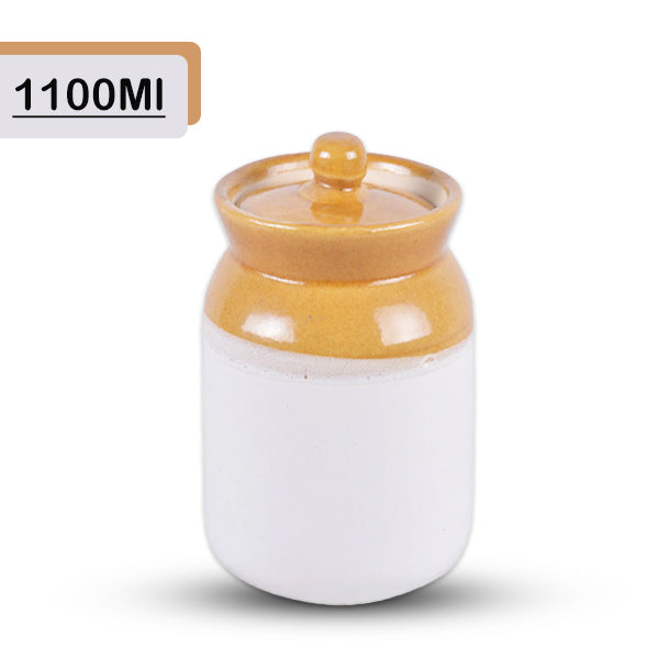 AM5089 White And Brown Pickle Jar (Pack Of 1100ml)