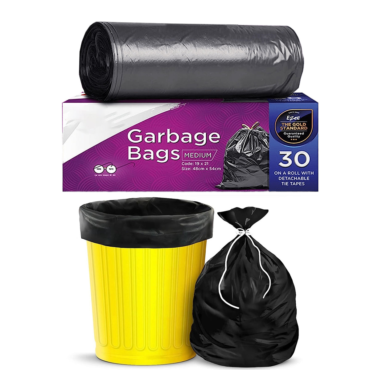 Aashitek Garbage Bags Medium Garbage Bag (Black, 10)