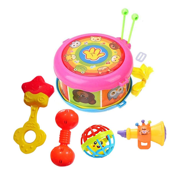 AM5192 Attractive & Cute Rattle Set for New Born Babies, 5 Rattle Baby Concert Toys - BPA Free & Non-Toxic (Pack of 5 )
