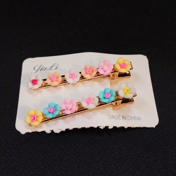 AM5879 Colorful Flower Hair Clip for Girls – Pack of 1 Pair