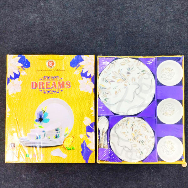 Di0315 Dreams 24-Piece Melamine Dinnerware Set with Plates & Bowls