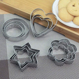 0813 Cookie Cutter Stainless Steel Cookie Cutter with Shape Heart Round Star and Flower (12 Pieces)