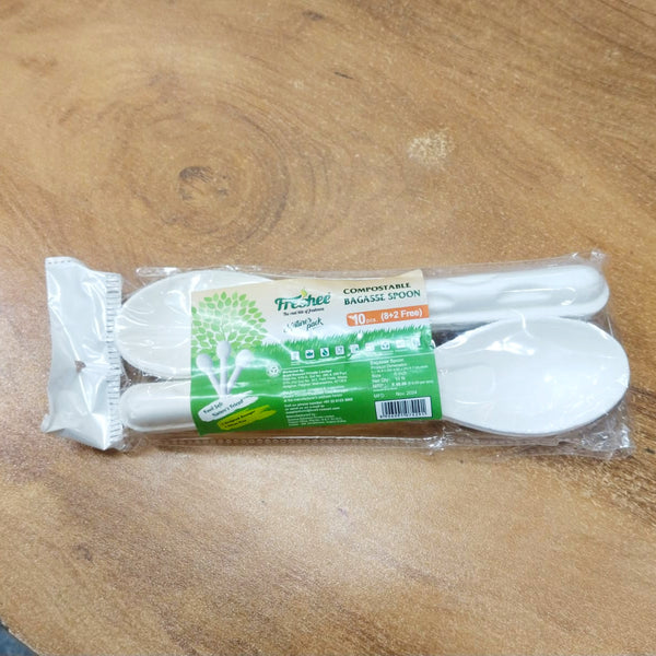 AM5815 Freshee Disposable Bagasse Spoons - Pack of 10