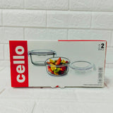 Di0242 Cello Camelia Round Glass Container Set | 2-Piece | 400ml Each with Airtight Lids