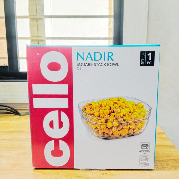 AM5685	Cello Nadir Square Stack Bowl- 3.1 ltr