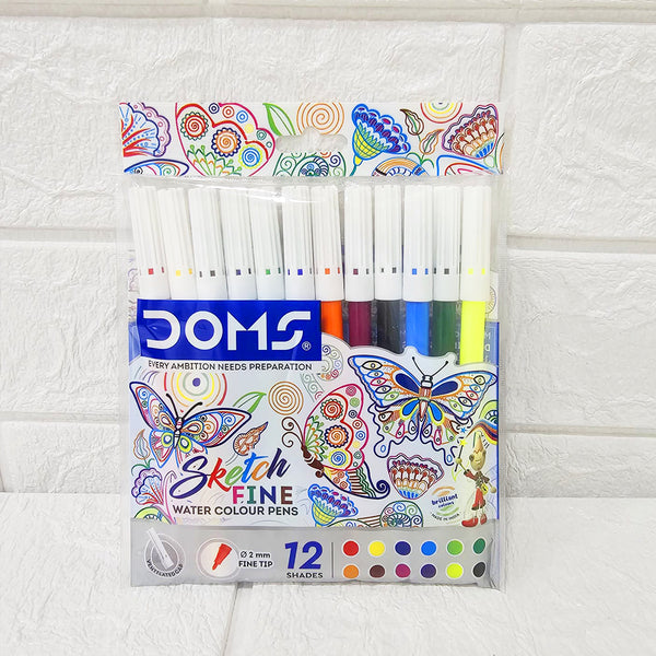 AM6098 DOMS Watercolour Sketch Pens | 12 Assorted Shades